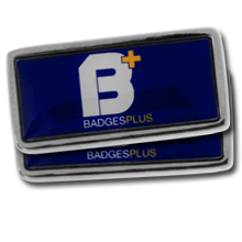 Personalised Rectangle Silver Badge 32mm